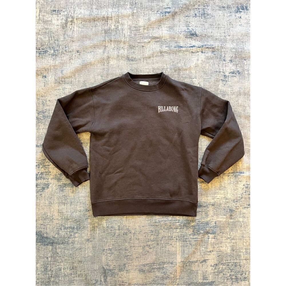 Billabong Dark Charcoal Gray Pink Yellow Name Logo Graphic Sweatshirt S